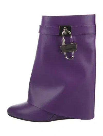 Pre-owned Givenchy Leather Rain Boots In Purple