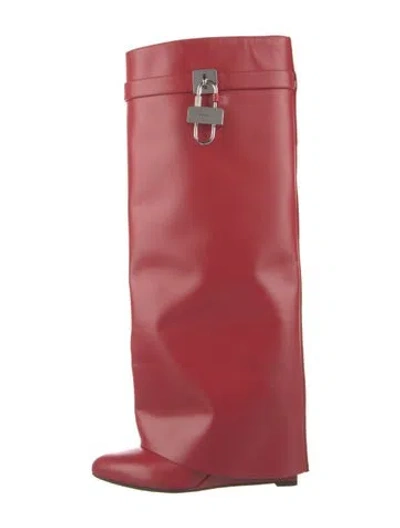 Pre-owned Givenchy Leather Rain Boots In Red