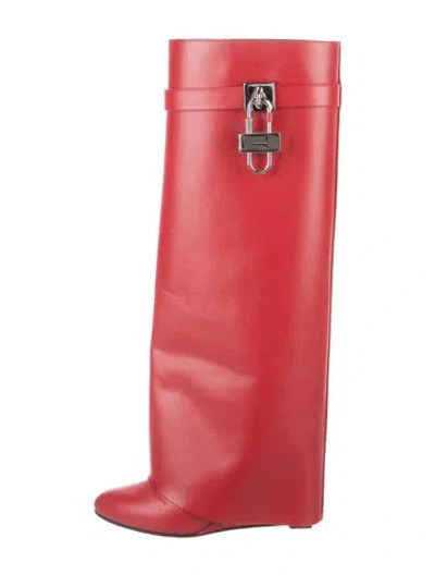 Pre-owned Givenchy Leather Rain Boots In Red