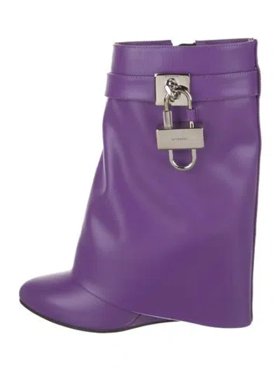 Pre-owned Givenchy Leather Rain Boots W/ Tags In Purple