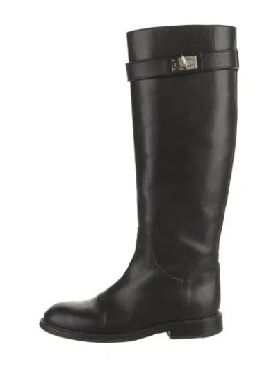 Pre-owned Givenchy Leather Riding Boots In Black