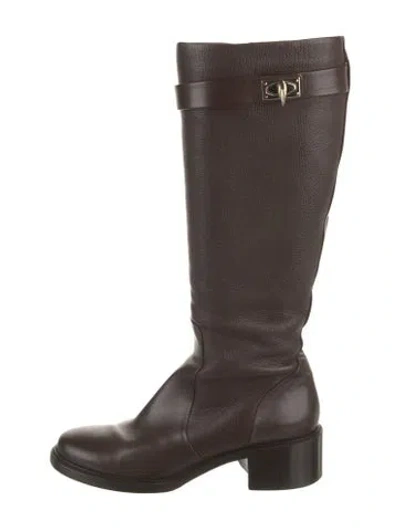 Pre-owned Givenchy Leather Riding Boots In Brown