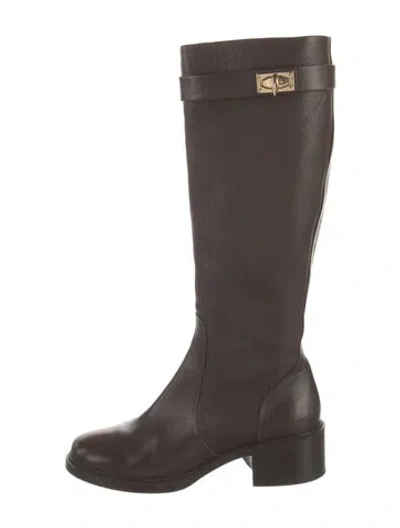 Pre-owned Givenchy Leather Riding Boots In Brown