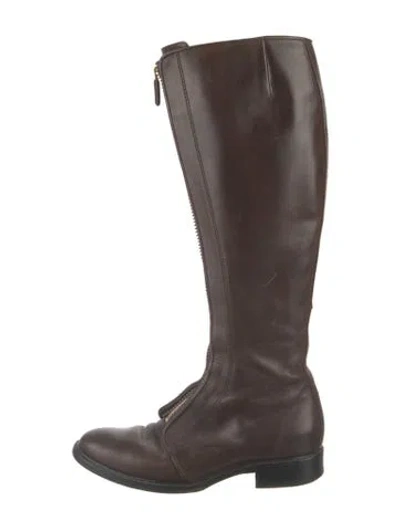 Pre-owned Givenchy Leather Riding Boots In Brown