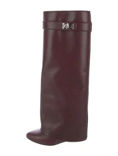 Pre-owned Givenchy Leather Riding Boots In Burgundy
