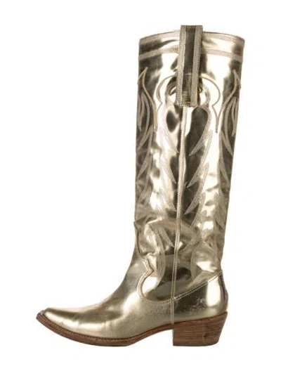 Pre-owned Givenchy Leather Riding Boots In Gold/metallic