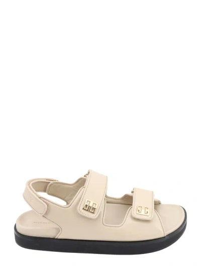 Givenchy Leather Sandals With 4g Metal Details In Neutrals
