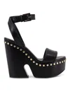 Givenchy Clog Platform Sandals In Leather With Studs Detail In Black