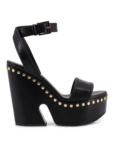 Givenchy Clog Platform Sandals In Leather With Studs Detail In Black