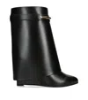 Givenchy Women Black Ankle Boots With Wedge Heels And Logo Plaque On The Side In Leather Woman In Black