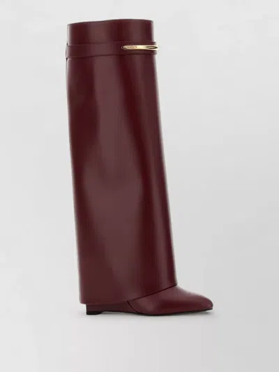 Givenchy Leather Shark Boots High Shaft Hardware In Burgundy