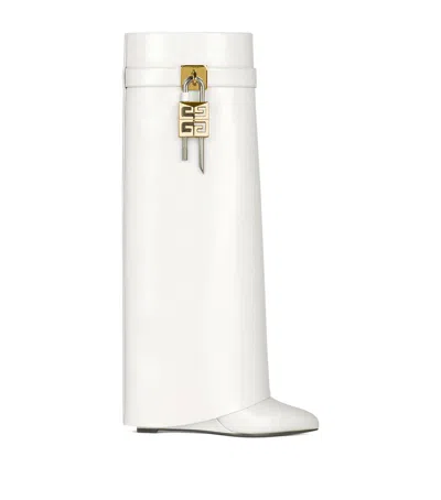 Givenchy Leather Shark Lock Knee-high Boots 90 In White