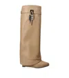 Givenchy Leather Shark Lock Knee-high Boots In Beige