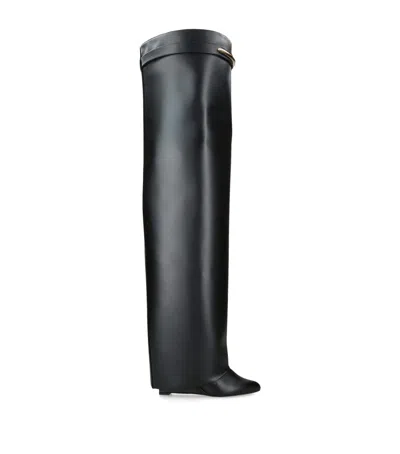 Givenchy Leather Shark Pinch Over-the-knee Boots 90 In Black