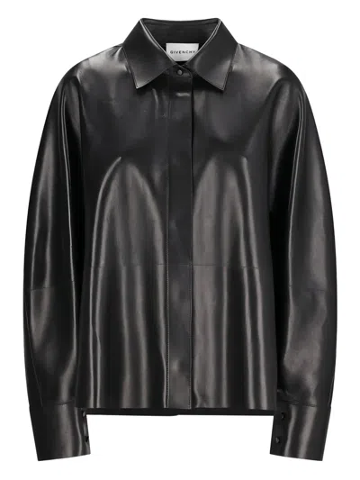 Givenchy Leather Shirt In Black