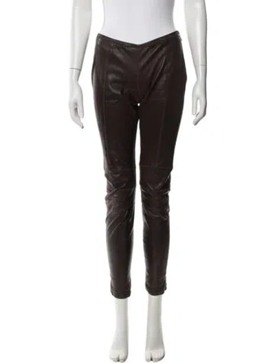 Pre-owned Givenchy Leather Skinny Leg Pants In Brown