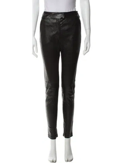 Pre-owned Givenchy Leather Skinny Leg Pants In Gray
