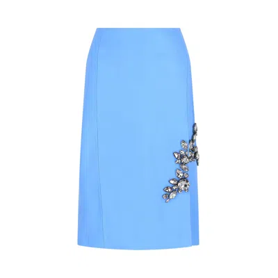 Pre-owned Givenchy Leather Skirt With Embroidered Stones 'cornflower' | Blue | Women's Size 36