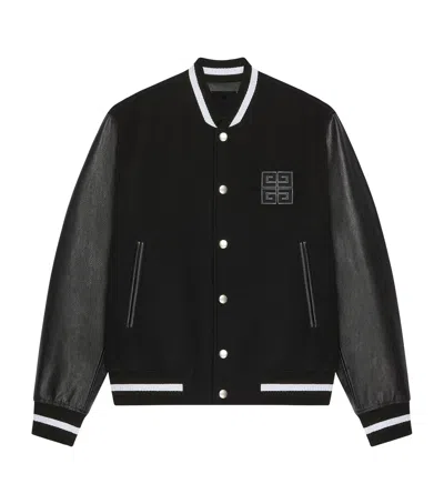 Givenchy Men Black Jacket With 4g Motif On Front In Wool And Tech Fabric Blend Man