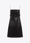 Givenchy Leather Sleeveless Belted Mini Dress In Black