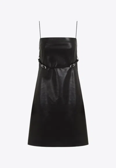 GIVENCHY LEATHER SLEEVELESS BELTED MINI DRESS