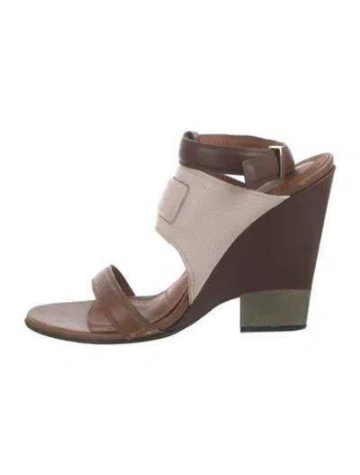 Pre-owned Givenchy Leather Slides In Brown