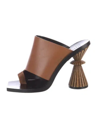 Pre-owned Givenchy Leather Slides In Brown