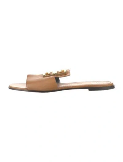 Pre-owned Givenchy Leather Slides In Neutral