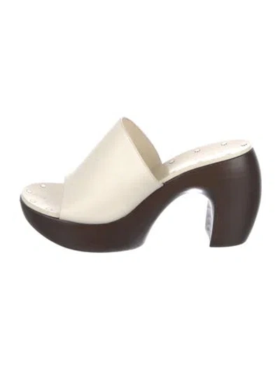Pre-owned Givenchy Leather Slides In White