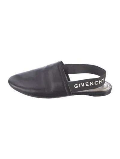 Pre-owned Givenchy Leather Slingback Flats In Black