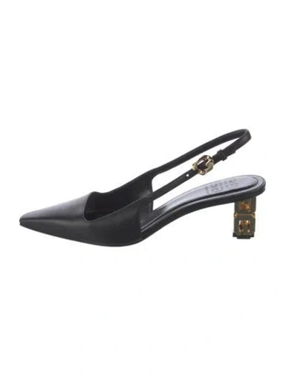 Pre-owned Givenchy Leather Slingback Flats In Black