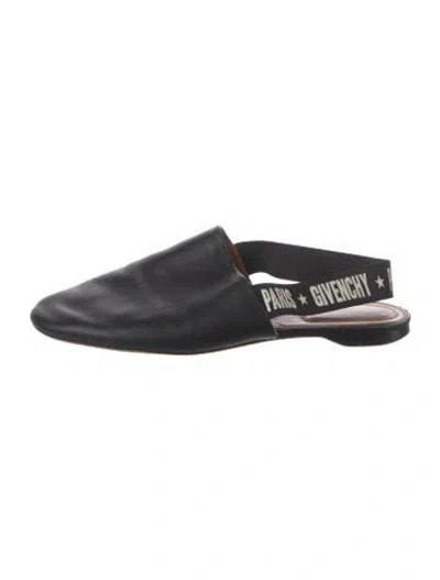 Pre-owned Givenchy Leather Slingback Flats In Black