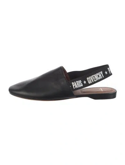 Pre-owned Givenchy Leather Slingback Flats In Black