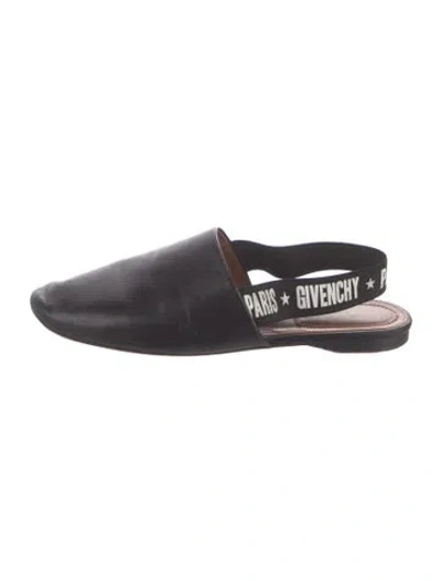 Pre-owned Givenchy Leather Slingback Flats In Black