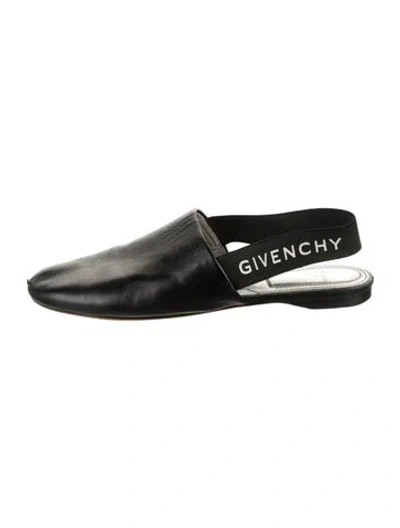 Pre-owned Givenchy Leather Slingback Flats In Black
