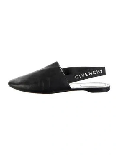 Pre-owned Givenchy Leather Slingback Flats In Black