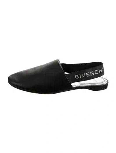 Pre-owned Givenchy Leather Slingback Flats In Black