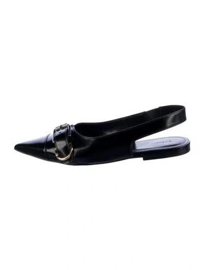 Pre-owned Givenchy Leather Slingback Flats In Black/blue