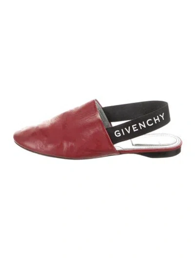 Pre-owned Givenchy Leather Slingback Flats In Red