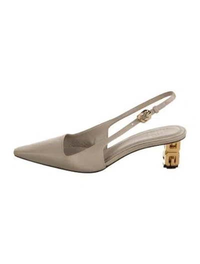Pre-owned Givenchy Leather Slingback Pumps In Neutral