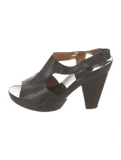 Pre-owned Givenchy Leather Slingback Sandals In Black