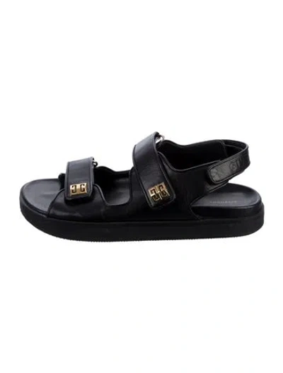 Pre-owned Givenchy Leather Slingback Sandals In Black