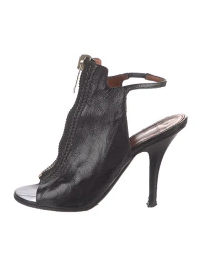 Pre-owned Givenchy Leather Slingback Sandals In Black