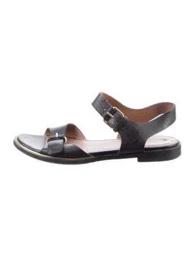 Pre-owned Givenchy Leather Slingback Sandals In Black