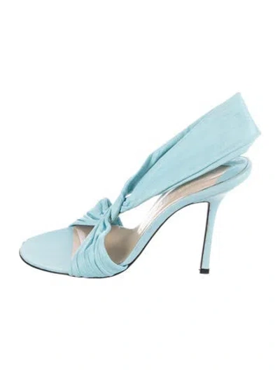 Pre-owned Givenchy Leather Slingback Sandals In Blue