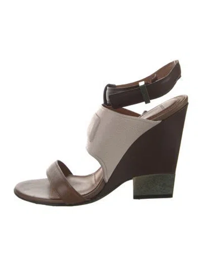 Pre-owned Givenchy Leather Slingback Sandals In Brown