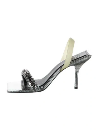 Pre-owned Givenchy Leather Slingback Sandals In Metallic/silver