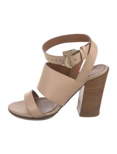Pre-owned Givenchy Leather Slingback Sandals In Neutral