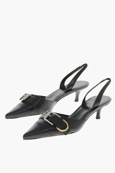Givenchy Leather Slingbacks Voyou With Front Buckle In Black