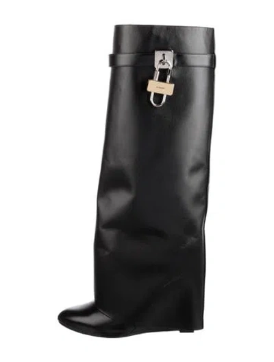 Pre-owned Givenchy Leather Slouch Boots In Black
